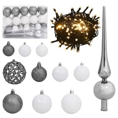 VidaXL Kunstkerstboom met scharnieren 150 led en kerstballen 120 cm