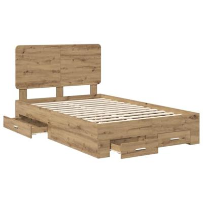 Bedframe met hoofdeinde Artisan Eiken 120 x 190 cm Bewerkt hout