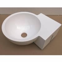 Hoekfontein Luca Sanitair Rond 28x28x12cm Mineral Stone Glans Wit - thumbnail