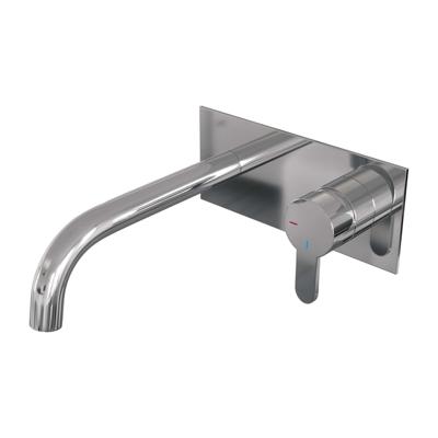 Brauer Chrome Edition Wastafelmengkraan inbouw - gebogen uitloop links - hendel plat smal - afdekplaat - model D 1 - chroom 5-CE-004-B4