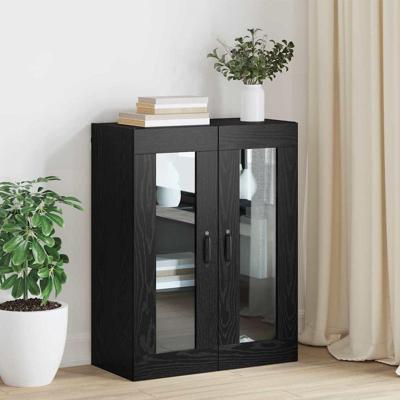 Hangende Wandkast Zwart 69.5 x 34 x 90 cm Bewerkt hout