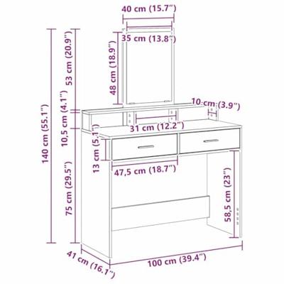 Kaptafel artisanaal eikenkleurig 100 x 41 x 140 cm Bewerkt hout - thumbnail