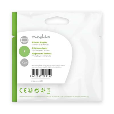 Satelliet- en Antenne-Adapter | F Female - IEC (Coax) Female | Metaal