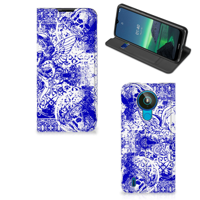 Mobiel BookCase Nokia 1.4 Angel Skull Blauw - thumbnail