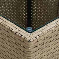3-delige Bistroset met kussens poly rattan en glas beige - thumbnail