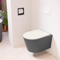 MONDIAZ LAVIE hangend toilet single fire rimless diepspoel Dark Grey, Toiletzitting met quick-release & softclose Linen - thumbnail