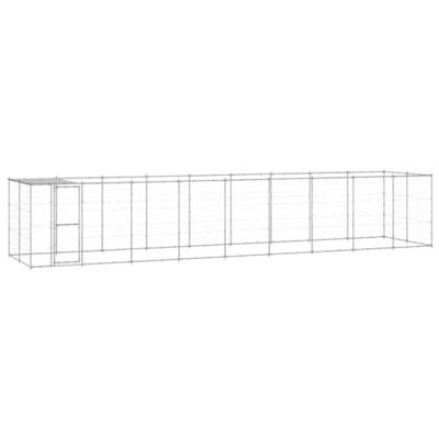 vidaXL Hondenkennel met dak 21,78 m² gegalvaniseerd staal, kennel, hondenhok, hondenhuis, kennels, hondenhokken, hondenhuizen, hondenverblijf