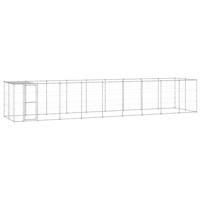 vidaXL Hondenkennel met dak 21,78 m² gegalvaniseerd staal, kennel, hondenhok, hondenhuis, kennels, hondenhokken, hondenhuizen, hondenverblijf - thumbnail