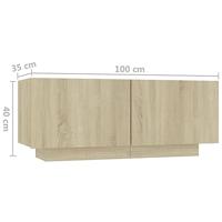 Nachtkastje 100x35x40 cm bewerkt hout sonoma eikenkleurig - thumbnail