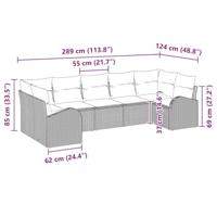 Tuinbankenset met kussen 7 pcs Bruin en wit poly rattan - thumbnail