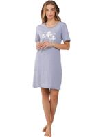 Grijs nachthemd witte bloemen - thumbnail
