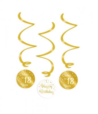 Hangdecoratie 18 Jaar Goud/Wit (1,2m)