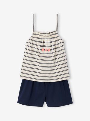 Short + tanktop voor meisjes blauw, gestreept