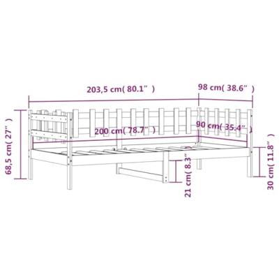 Slaapbank zonder matras 90x200 cm massief grenenhout