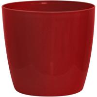 Glanzende plantenpot - GARDEN ID - Glanzend Rood met wielen - 35 x 32 cm - Keramiek look - Waterdicht - Gemakkelijk te verplaatsen - thumbnail