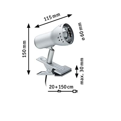 Paulmann Gryps 99825 Klemlamp Spaarlamp E14 40 W IJzer Paulmann Gryps 99825 Klemlamp Spaarlamp E14 40 W IJzer