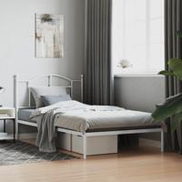 Bedframe met hoofdbord metaal wit 107x203 cm - thumbnail