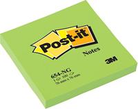Memoblok Post-it 654 76x76mm neon groen 100 vel - thumbnail