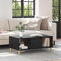 Salontafel met lade Zwart Eiken 90 x 50 x 26.5 cm Bewerkt hout - thumbnail