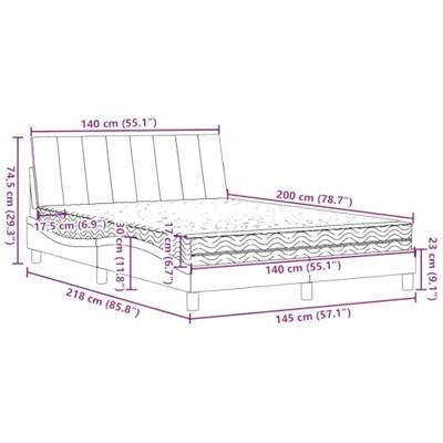 Bed met matras "Hanko" stof donkergrijs 140x200 cm