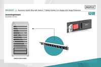 Digitus DN-95407 19 inch Stekkerdoos voor patchkast 1 HE Geaarde contactdoos Zwart - thumbnail