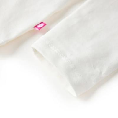 Kindershirt met lange mouwen pailletten hart 104 ecru