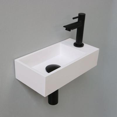 Fonteinset INK Versus 36x18x9 cm Polystone Glans Wit Met Kraangat Rechts Mat Zwart