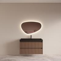 Badmeubelset BWS Riga met Lako Wastafel Zwart 100 cm Donker Eiken Japandi - thumbnail