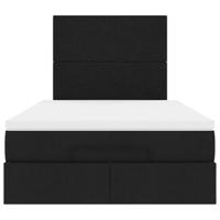Ottoman bed met matras en LED's 120x200cm stof zwart - thumbnail