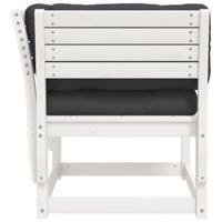 Tuinbank met armleuningen en kussens massief grenenhout wit - thumbnail