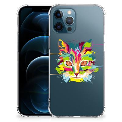 iPhone 12 | 12 Pro Stevig | Bumper Hoesje | Cat Color