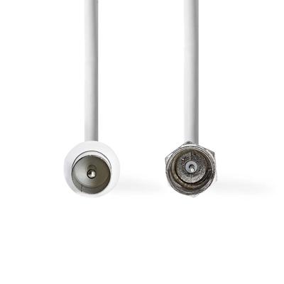 Nedis Satelliet- en Antennekabel | F-Male | IEC (Coax) Male | Vernikkeld | 75 Ohm | Dubbel Afgeschermd | 1.50 m | Rond | PVC | Wit | Label -
