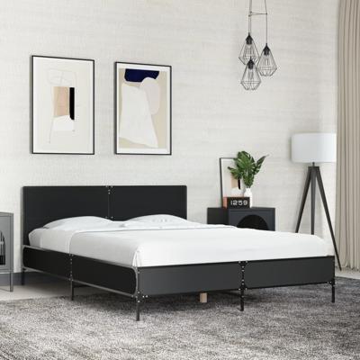 Bedframe bewerkt hout metaal zwart 120x200 cm