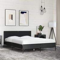 Bedframe bewerkt hout metaal zwart 135x190 cm - thumbnail