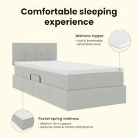 Opbergbed met LED met matras Lichtgrijs 90 x 190 cm Fluweel - thumbnail