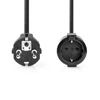 Nedis Stroomkabel | Type F (CEE 7/7) Male | Type F (CEE 7/7) Female | Recht | Recht | Vernikkeld | 5.00 m | Rond | PVC | Zwart | Label - CEGL10200BK50 - thumbnail