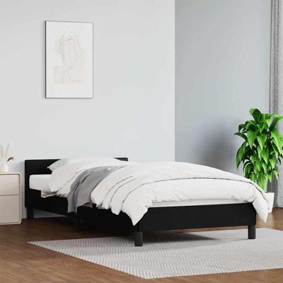 Bedframe met hoofdbord kunstleer zwart 90x200 cm Bedframe met hoofdbord kunstleer zwart 90x200 cm