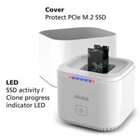 Akasa DuoDock MX M.2 SSD-behuizing USB-C 3.2 Gen 2 10 GBit/s M.2 PCIe NVMe 2242, 2260, 2280 AK-DK09U3-WHCMV2 - thumbnail
