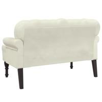 Bankje met rugleuning 119,5x64,5x75 cm fluweel crmekleurig - thumbnail