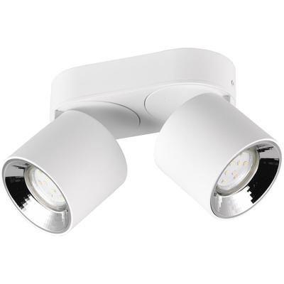 LED Plafondlamp Met GU10 Fitting - 2-lichts Rond - Mat Wit Metaal