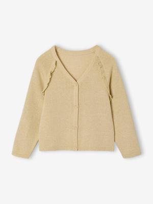Meisjesvest met ruches goudbeige