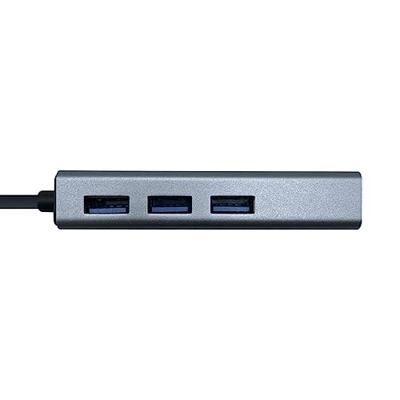 AISENS - A106-0401 USB 3.0 op Gigabit Ethernet 10/100/1000 Mbps + 3xUSB3.0 hub grijs, 15 cm