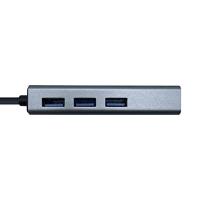 AISENS - A106-0401 USB 3.0 op Gigabit Ethernet 10/100/1000 Mbps + 3xUSB3.0 hub grijs, 15 cm - thumbnail