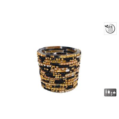 Theelichthouder zwart/goud l7b7h6 cm Van Manen - Van manen