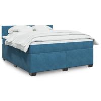 Boxspring met matras fluweel blauw 180x200 cm - thumbnail