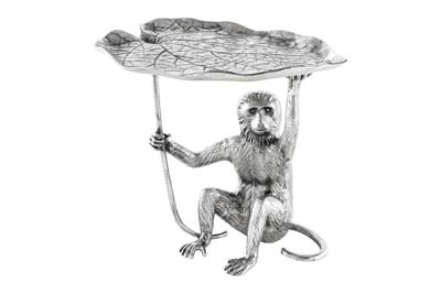 Design Bijzettafel WILDLIFE MONKEY 60cm Zilver Metaal Handgemaakt - 44836