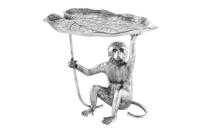 Design Bijzettafel WILDLIFE MONKEY 60cm Zilver Metaal Handgemaakt - 44836 - thumbnail