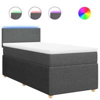 Boxspring met matras stof donkergrijs 90x200 cm - thumbnail