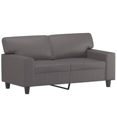 3-delige Loungeset met kussens kunstleer grijs