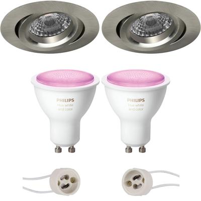GU10 Inbouwspot Set - Mat Wit - Vierkant - Philips - MASTER 927 36D VLE - DimTone Dimbaar - Pragmi Rodos Pro - 4.9W - Warm Wit 2200K-2700K - 93mm
